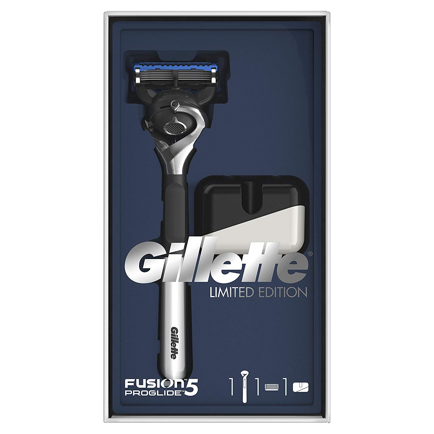 Gillette Gift Set For Men Fusion Proglide Chrome Razor Limited Edition