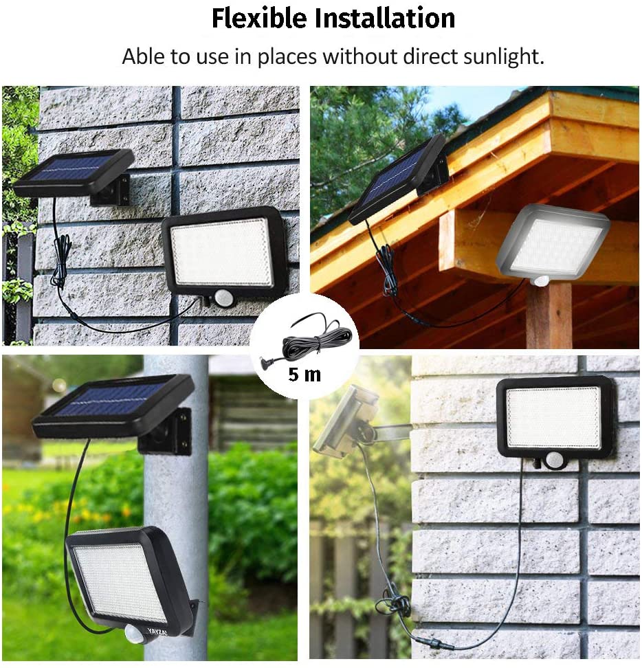 YAYZA 1 Pack Solar Panel Powered Wireless Wall Light 56 LED 12W Split