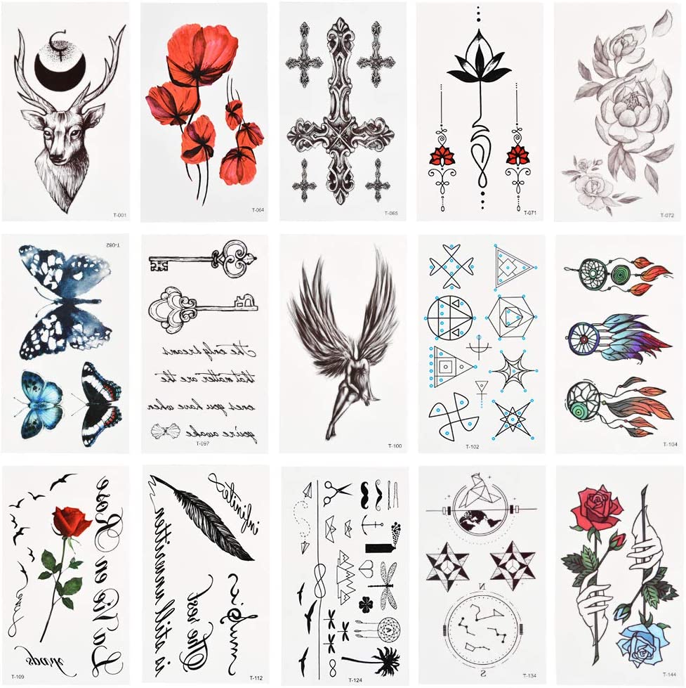 WOWOSS 60 Sheets Of Waterproof Temporary Tattoos For Adult Men Women