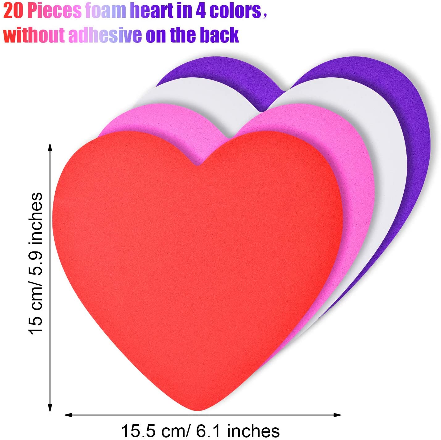 20 Pieces Valentines Foam Heart Craft Set Includes 20 Pieces Colorful