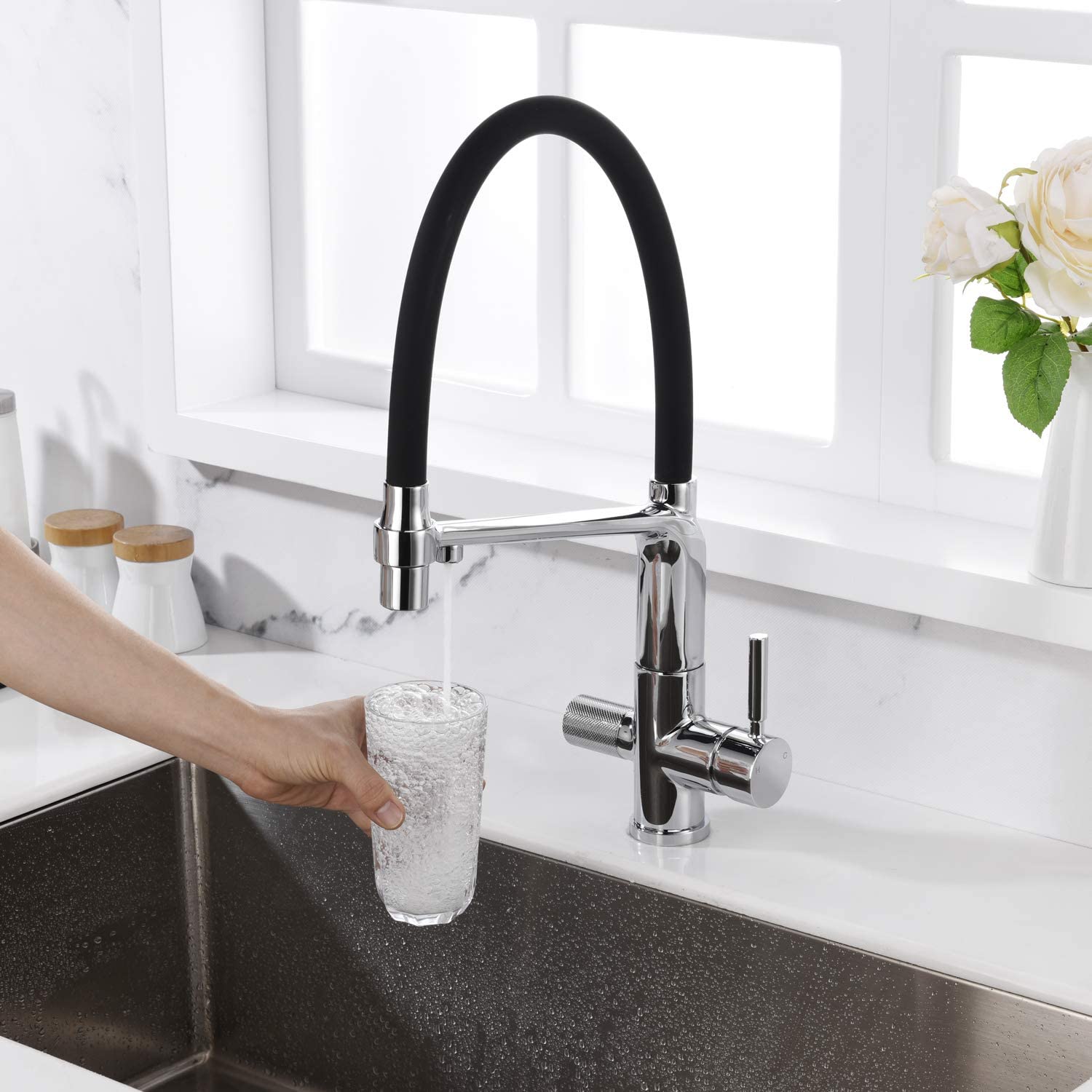 Arputhy Way Filter Taps Pull Out Kitchen Tap Chrome Sink Mixer Tap