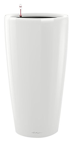 Lechuza RONDO 40 Self Watering Planter Large Plastic Indoor and Outdoor Plant Pot with Drainage Hole D40 H75 cm White High-Gloss
