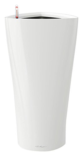 Lechuza Self Watering Plant Pot DELTA 30 Garden Flower Indoor and Outdoor Tall Plastic Planter with Drainage Hole D30 H56 cm White High-Gloss