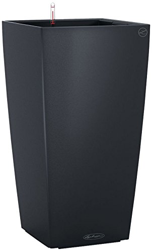 Lechuza CUBICO Color 40 Self Watering Planter Large Garden Plastic Indoor and Outdoor Flower Plant Pot with Drainage Hole H75 L40 W40 cm Slate