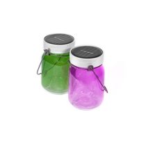 Thumbs Up UK Outdoor Solar Powered Fairy Light Jars, Purple/Green, Set of 2