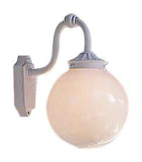 Konstsmide Handmade Outdoor Lights/Arcturus Swan Necked Outdoor Wall Light/1 x 100 W E27 Max Wall Lamp/Clear Glass Globe/Aluminium/IP23/White