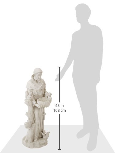 Design Toscano KY1299 Nature's Nurturer Saint Francis Garden Statue Birdfeeder, Large 94 cm, Polyresin, Antique Stone, Off White - Image 3