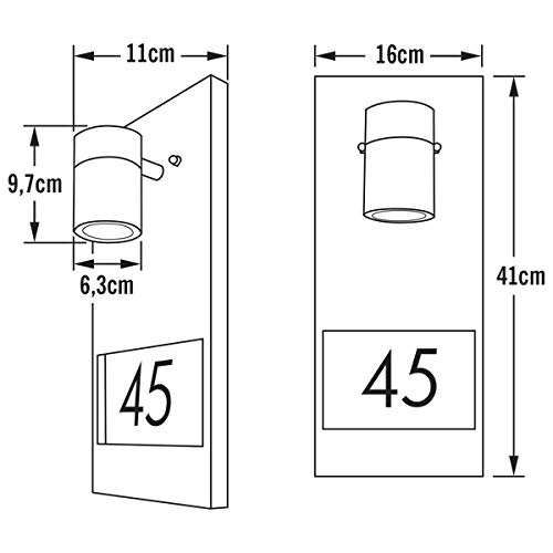 Konstsmide 7655-750 Modena House Number Down Light / Matt Black - Image 3