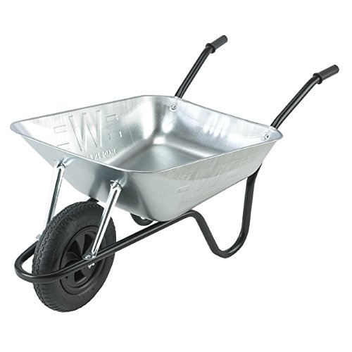 Walsall Wheelbarrows 85 Ltr Galvanized Builders Barrow Wheelbarrow in a Box - Pneumatic Wheel