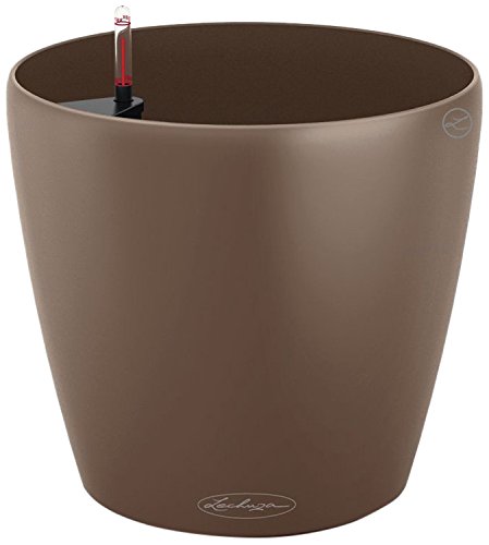 Lechuza CLASSICO Color 21 Self Watering Planter Plastic Indoor and Outdoor Flower Plant Pot with Drainage Hole D21 H20 cm Nutmeg