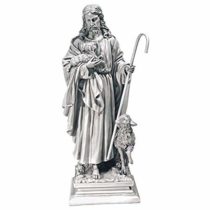 Design Toscano EU1785 Jesus the Good Shepherd Religious Garden Statue, Large, 71 cm, Polyresin, Antique Stone, Off White