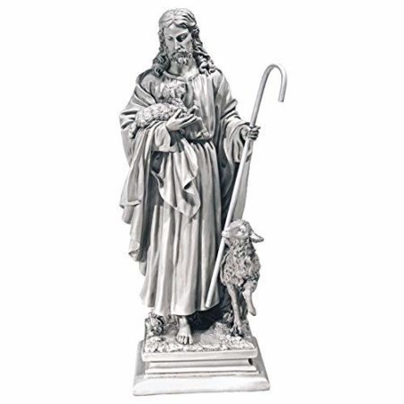 Design Toscano EU1785 Jesus the Good Shepherd Religious Garden Statue, Large, 71 cm, Polyresin, Antique Stone, Off White