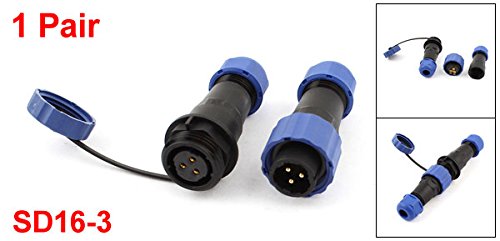 Sourcingmap Pair Waterproof Aviation Cable Connector w Socket SD16-3 3 Terminals IP68 - Image 2