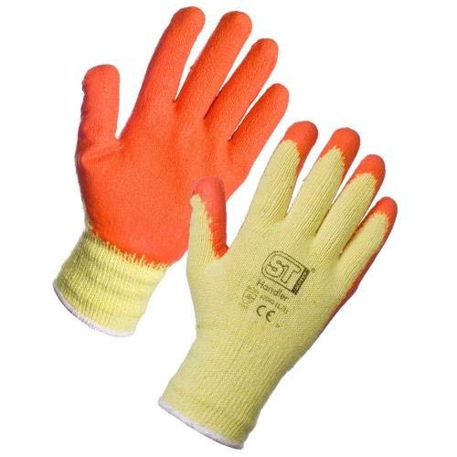 Supertouch Latex Coated Rubber Safety Gloves - 1 Pair - Orange - 7/Small