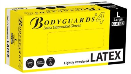 Bodyguards GL818 Lightly Powdered Latex Disposable Gloves - Box of 100 X 2 (Large)