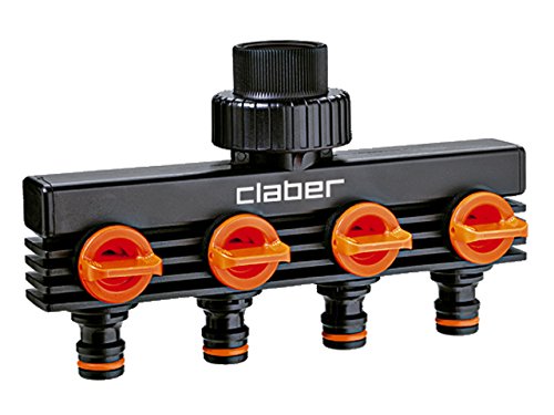 Claber 8581 Four Way Socket, Black/Orange/Grey
