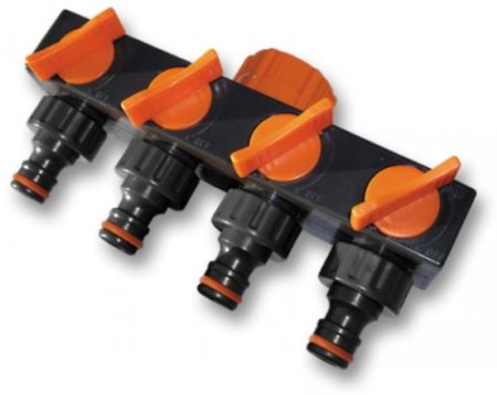 Bradas ECO-PWB3033 4-Way Distributor for Water Connection, Black, 10x5x5 cm