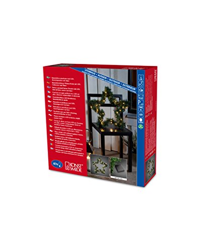 Konstsmide Christmas Lights/LED Spruce Garland Star Wreath/Christmas Garlands with Lights/Outdoor or Indoor Use (IP20) / 40 Amber White Diodes / 6 Hour Timer / 45cm Wreath/Green Cable