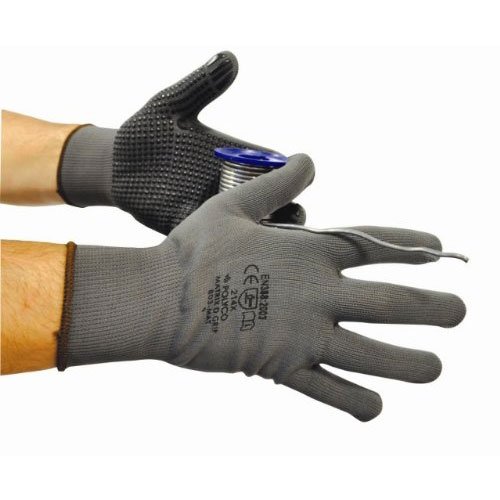 Polyco 803-MAT PVC Dotted Gripper Gloves, Single Pair, Size 9/Large, Grey