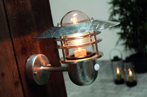 Nordlux Agger Outdoor Wall Light Silver Galvanized Steel Sensor E27 Coastal/Marine Safe - Garden, Patio, Entrance Mains Powered, IP54 - Image 3