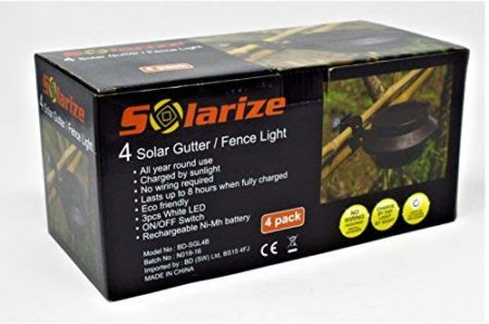 Solarize Set of 4 Solar Gutter Fence Lights (White) - Image 4