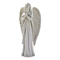 Design Toscano Divine Guidance Praying Guardian Angel Religious Garden Statue, Medium, 34.5 cm, Polyresin, Antique Stone