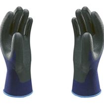Showa 380 L 13 Gauge Nylon Backing Fabric Nitrile Multipurpose Gloves with Microporous Coating on Palm, L, Blue/Black