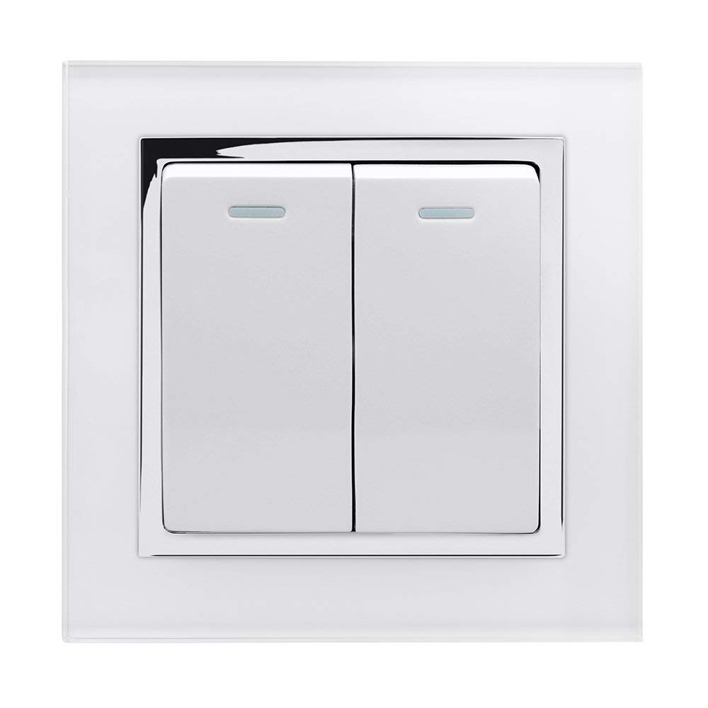 Retrotouch 00211 Crystal Rocker Switch, White Glass, w8 x h86 x d86 mm