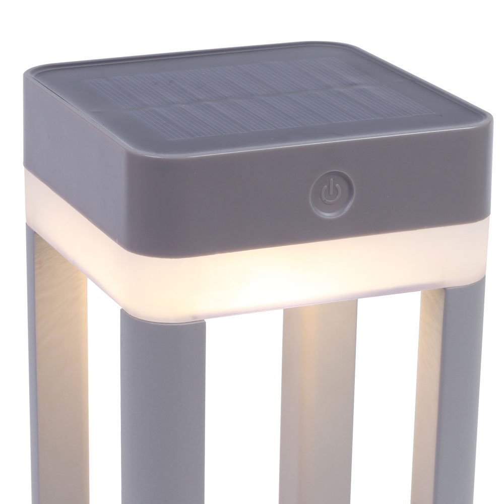 LUTEC Solar LED Path Light Table Cube Silver 12 x 12 x 45 cm Height Adjustable with Touch Dimmer P9080-450 SI - Image 2