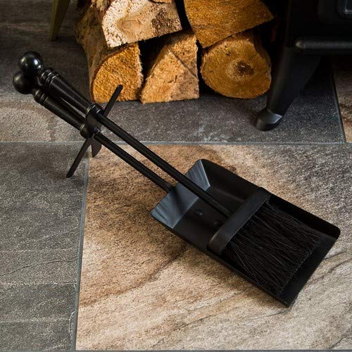 Fire Vida Hearth Shovel And Brush Set, Black Fireside Fireplace Tidy - Image 2