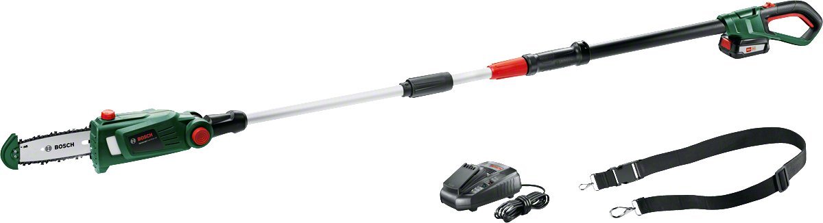 Bosch cordless pole saw UniversalChainPole 18 (battery, charger, cardboard box, 18-volt system, 2.5 Ah), Green