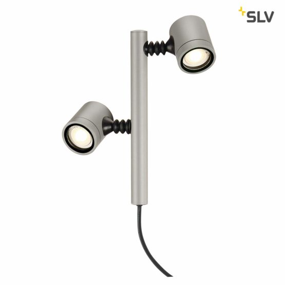 SLV Free-Standing MYRA 2 Illumination for Paths, Walls, entrances, LED Outdoor Garden lamp / GU10 IP44 4.5W Grey, Aluminium, 4.5 W