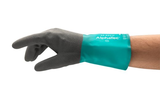 Ansell AlphaTec 58-530W Chemical Resistant Work Gloves, Unrivalled Chemical Protection, Comfortable with Confident Grip, Industrial Safety PPE Workwear, Men Women, Green, Size M (6 Pairs)