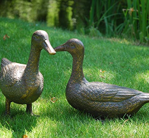 F&G Supplies Lovely Pair of Ducks hand cast from aluminium with an antique bronze hand finish garden sculpture ornament - Image 2