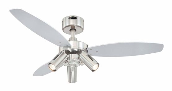 Westinghouse Lighting 72290 Jet Plus Three-Light 105 cm Three-Blade Indoor Ceiling Fan, Brushed Nickel Finish with Spot Lights - Image 2