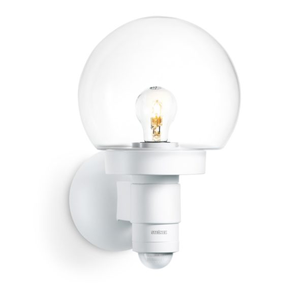 Steinel L 115 S white - Sensor-switched outdoor light with crystal glass, 240° motion detector, max. 12m reach, max. 60W