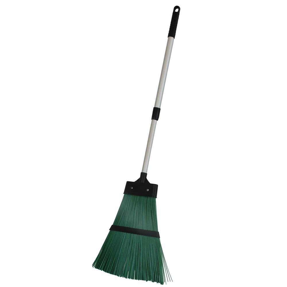 JVL Outdoor Garden Hard Bristled Broom Brush Rake with Extendable Handle