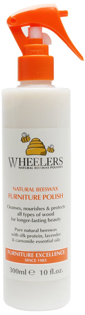 Wheelers Natural Wood Furniture Polish Spray (300ml) Natural Beeswax and Essential Oils