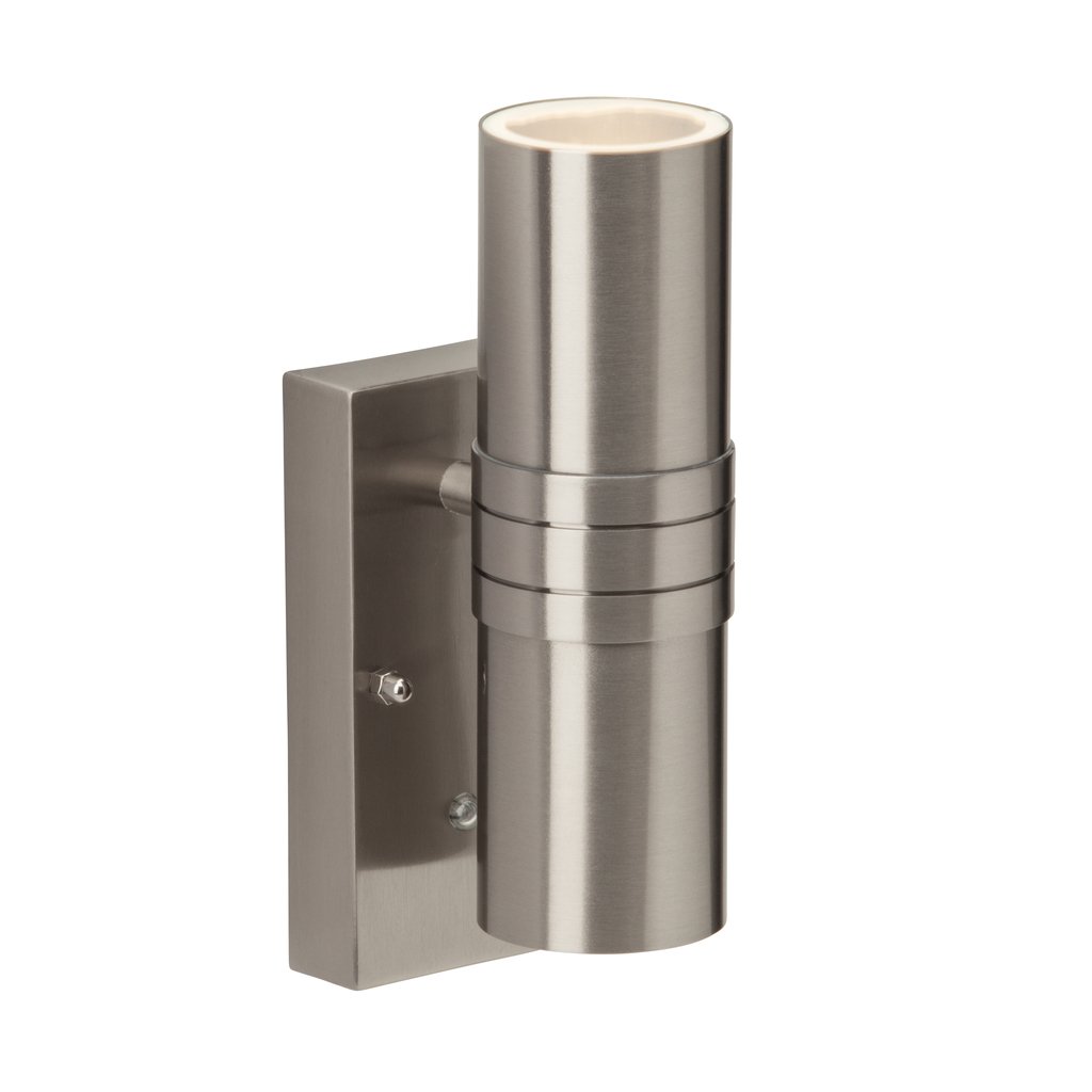 Brilliant Hanni Outdoor Wall Light 2 Bulbs with Dimmer Switch 6 W Stainless Steel
