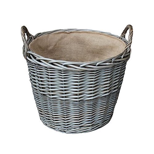 Red Hamper Willow Small Antique Wash Finish Lined Wicker Log Basket