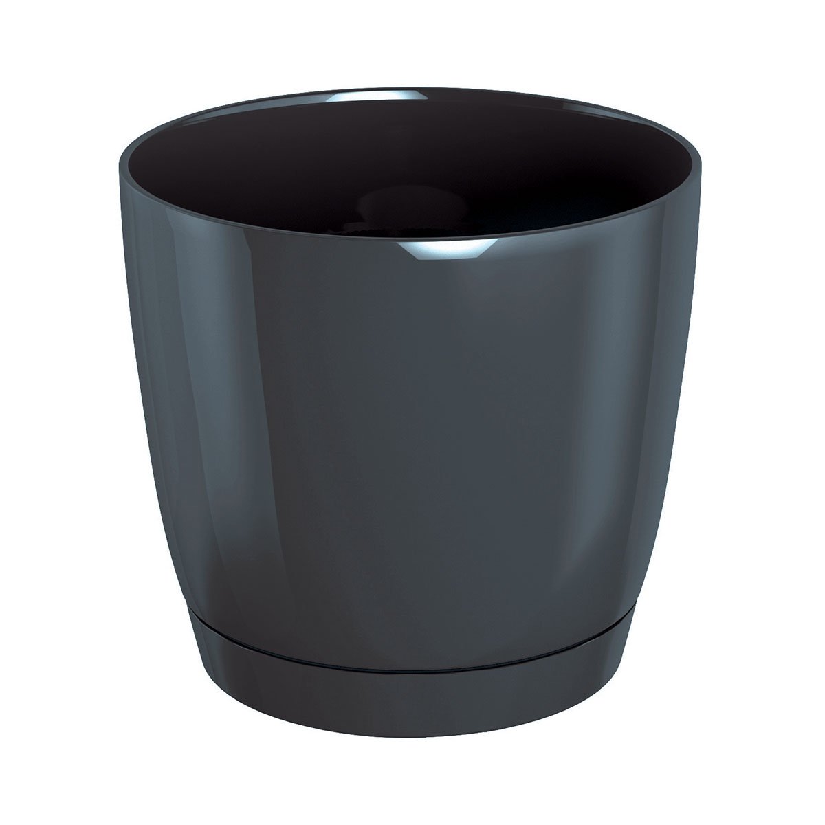 Prosper Plast DUOP240-426U 24 x 22 cm "Coubi" Flowerpot - Dark Grey, 24x24x22 cm