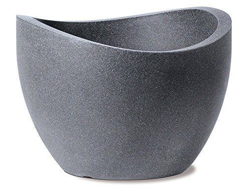 Scheurich Wave Globe, Planter made of Plastic, Black-Granite, 50 cm diameter, 37 cm height, 37 l Vol.