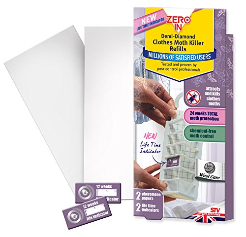 Zero In Demi-Diamond Clothes Moth Trap Refill Pads 2 Pack, Pheromone Glue Boards & Lifetime Indicator - Image 2