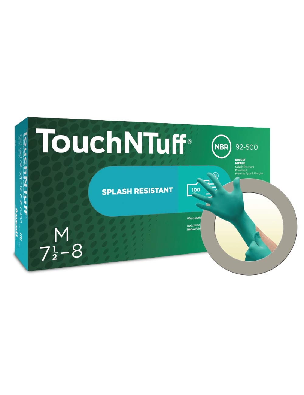 Ansell 69-318 Disposable latex gloves, Small (100 Gloves), Green, 9 (L) - Image 3