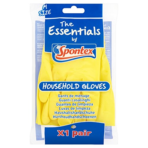 Spontex The Essentials Reusable Rubber Gloves, Yellow, M