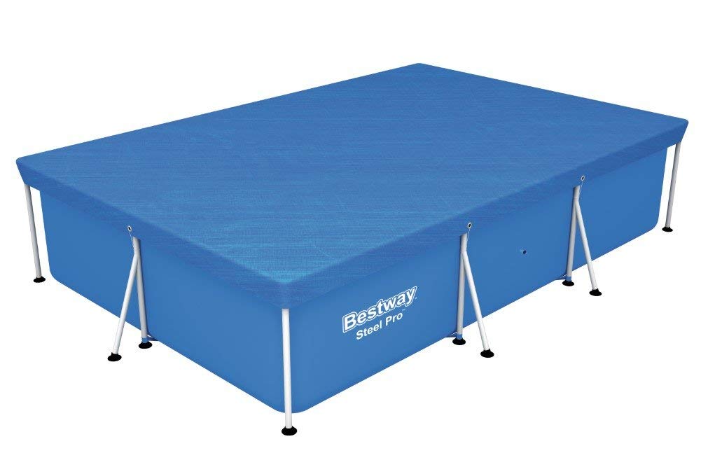 Bestway 58106XGLX16XX02 Flowclear Swimming Cover for Rectangular Steel Pro Pools, Blue, 9 ft 10