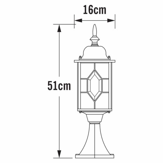 Konstsmide 7246-759 Milano Post Outdoor 1 x 75 W E27 Max Bollard/Leaded Effect Acrylic Glass/Aluminium / IP43 / Outside Light Antique Finish Matt Black-Silver - Image 3