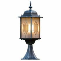 Konstsmide 7246-759 Milano Post Outdoor 1 x 75 W E27 Max Bollard/Leaded Effect Acrylic Glass/Aluminium / IP43 / Outside Light Antique Finish Matt Black-Silver