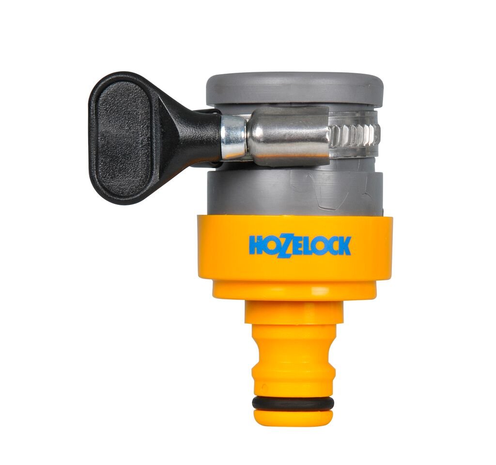 HOZELOCK - Indoor Tap Connector Round 14mm - 18mm : For Modern Threadless Kitchen Taps, Adjustable Stainless Steel Collar