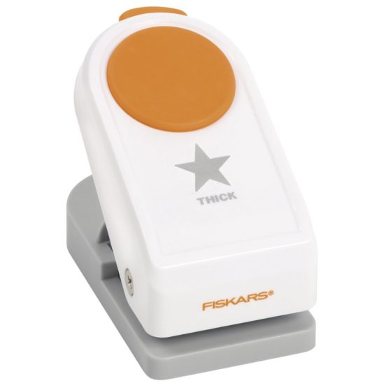 Fiskars Power Punch M - Star, Ø 2.5 cm, For Left- and Right-handed Use, Steel/Plastic, White/Orange, 1020488